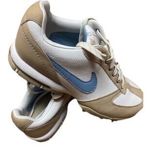 Vintage 2006 Nike SP-5 Ill Golf Shoes Women's Size 6.5 White Blue Tan Saddle EUC